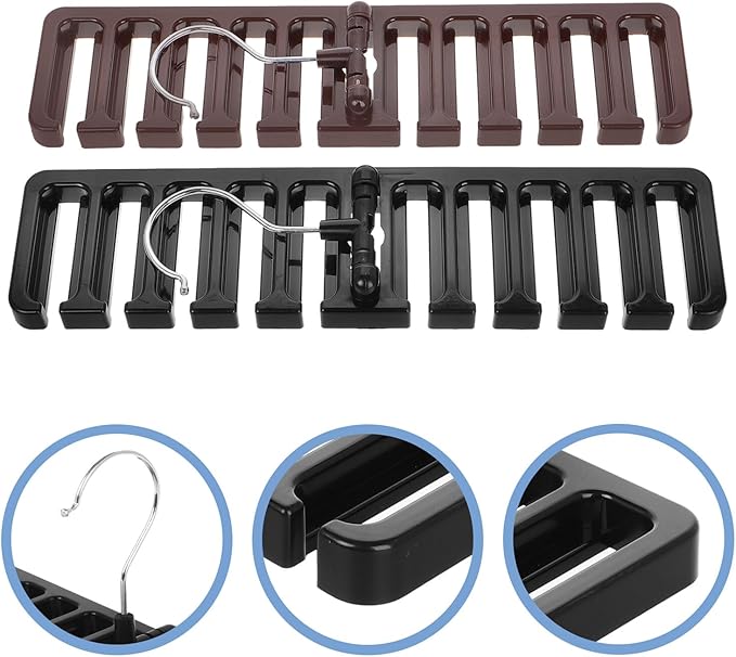 2pcs Belt and Tie Organizer Hanger Rack with Wall-Mounted Hooks, Multifunctional Closet Storage for Belts, Neckties, Scarves, and Purses, Space-Saving Accessory Organizer for Home
