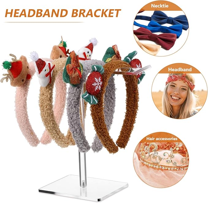 Cabilock 2pcs Clear Acrylic Headband Holders Hair Accessories Organizer for Girls Women Easy to Install Non- Design for Dresser Bedroom Storage