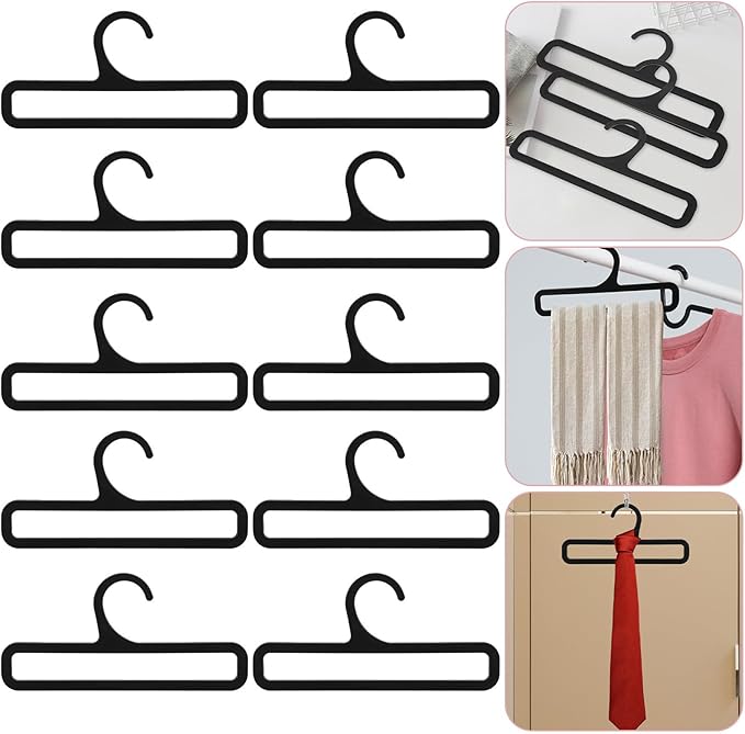Ciieeo 10pcs Plastic Scarf Hangers Neck Tie Organizer Rectangular Hook Rack for Closet Home Storage Clothes Accessory Organizer