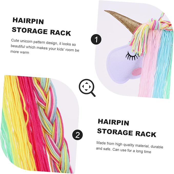 BESTonZON Unicorn Barrette Organizer Hairpin Hair Accessories Organizer Headdress Organizing Holder Hand-woven Pendant Wall Hanging Ornament