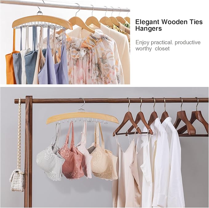 Tie Hanger 24 Hooks Tie Racks For Men Closet, Tie Rack With Upgraded 360°Rotating,Tie Hangers For Men,Tank Top Hanger,Neck Tie organizer,Belts Scarves Accessories for Bras,Tank Tops,Camisoles…