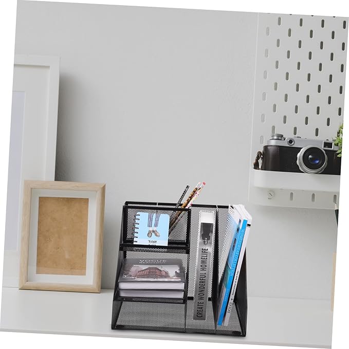 NUOBESTY Creative Multi-compartment Office Storage Rack Stylish Document Organizer for Desktop Material for Home Office Study Use Keeps Workspace Neat and Tidy