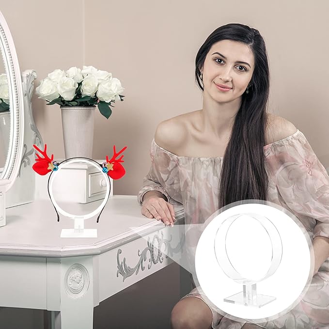 Acrylic Headband Display Stand for Hair Accessories Organizer Stylish Round Shape Rack to Showcase Hairbands and Headpieces for Girls Rooms and Gifts