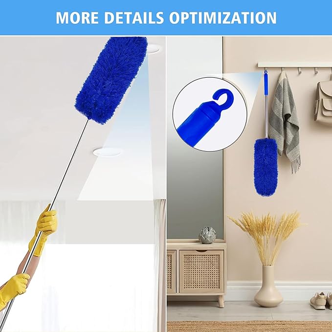 Dusters for Cleaning,Microfiber Feather Duster 5-in-1 Kit, Duster with Extension Pole 100 Inches, Cobweb Duster, Microfiber Dusters for High Ceilings and Fans, Blinds and Cars