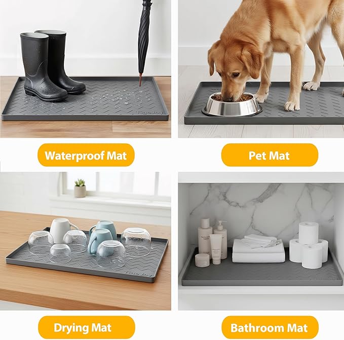 TigeJoy Waterproof Under Sink Mat 22" x 19", Shelf Liner Protector in Kitchen and Bathroom, Silicone Cabinet Liners for Organizers and Storage, Fit as Drawer Mats or Drip Tray