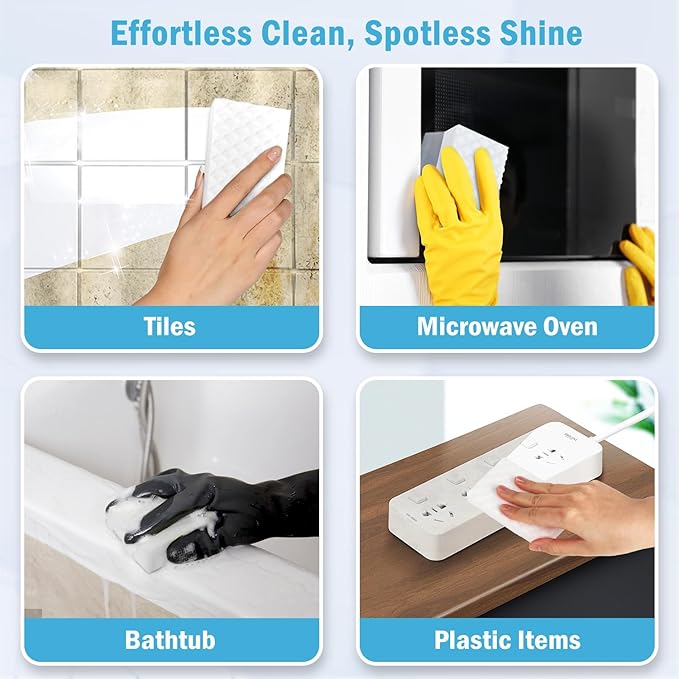 AIDEA Magic Sponges Cleaning Eraser, 2X Density Stronger Sponge for Household, Powerful Scrubber Foam Pads, Multi-Surface Cleaning Supplies for Kitchen, Furniture, Bathroom, Sink, Wall, 48 Pads