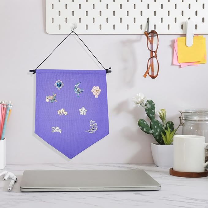 GLOBLELAND 3PCS 470x315mm/18.5x12.4inch Purple Wall Hanging Brooch Organizer Canvas Enamel Pin Display Banner Wall Hanging Pin Collection Storage Organizer for Pin Earrings Necklace