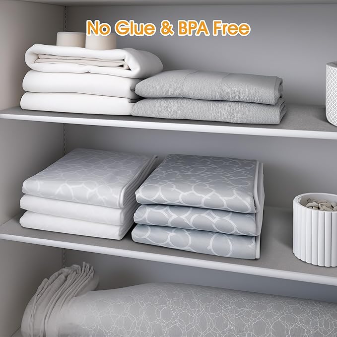 Shelf and Drawer Liner for Kitchen Cabinets Non-Adhesive, Strong Grip Non-Slip Thickened Cabinet Liners for Shelves, Waterproof Mats for Dresser Cupboard, Pure Gray, 12 in x 10 Feet