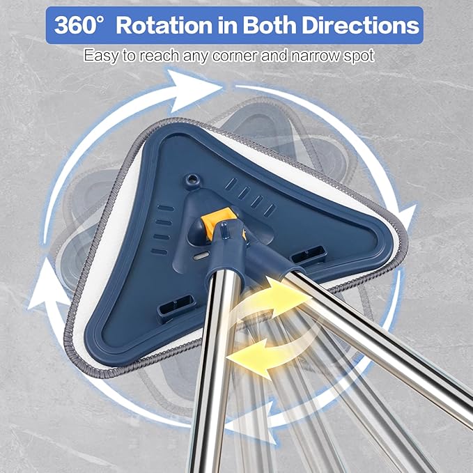 80" Wall Cleaner Mop with Long Handle, Sunoyar 5-in-1 Walls Washer for Baseboard Duster Ceiling Painted Wall, 360°Rotation Wall Cleaning Tool Kit with Squeegee Chenille Microfiber Pad Brush Scraper