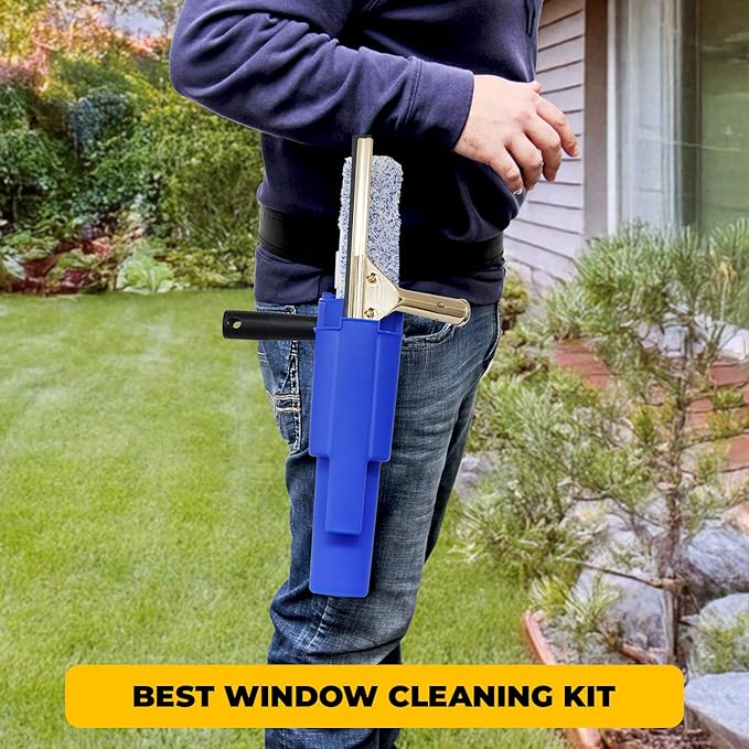 Window Cleaning Side Bucket On a Belt Holster Holds 3 Squeegees and a Washer