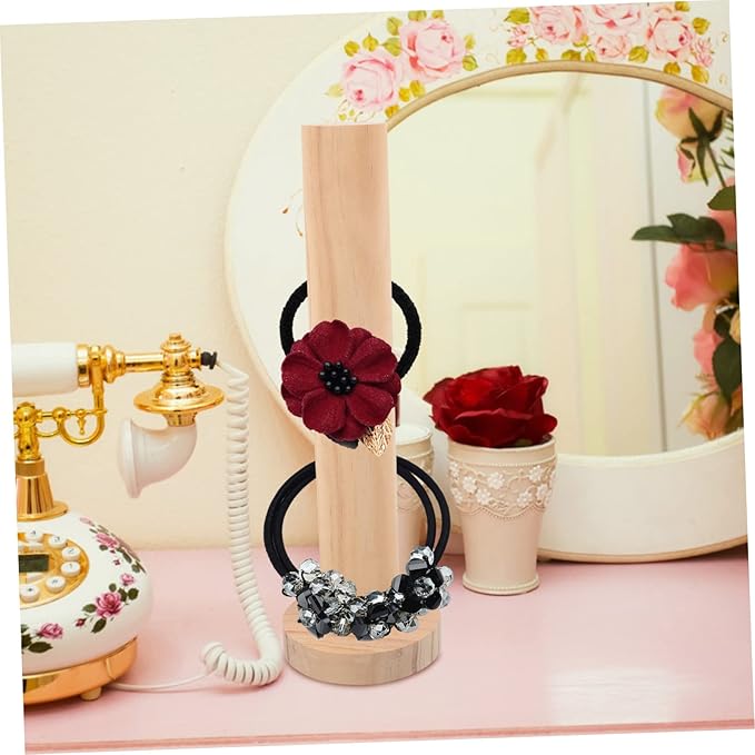 VALICLUD Hair Accessories Organizer Solid Wood Display Stand Hairband Holder Hoop Storage Rack Hair Tie Stand for Home