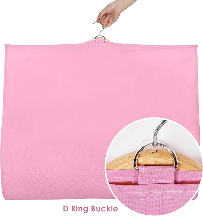 Univivi Dance Costume Bags Garment Bag 40 Inch Hanging Clothes for Dance Competitions, with 3 Medium Clear Zipper Pockets for Dance Costumes, Closet Storage (Clear Pink)