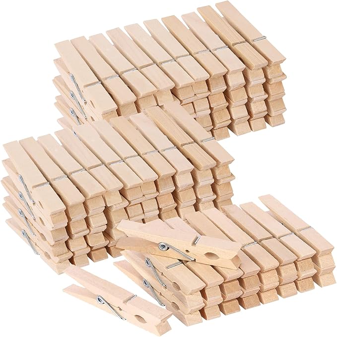 100pcs Clothes Pins Wooden Clothespins 3inch Heavy Duty Wood Clips for Hanging Clothes Pictures Outdoor