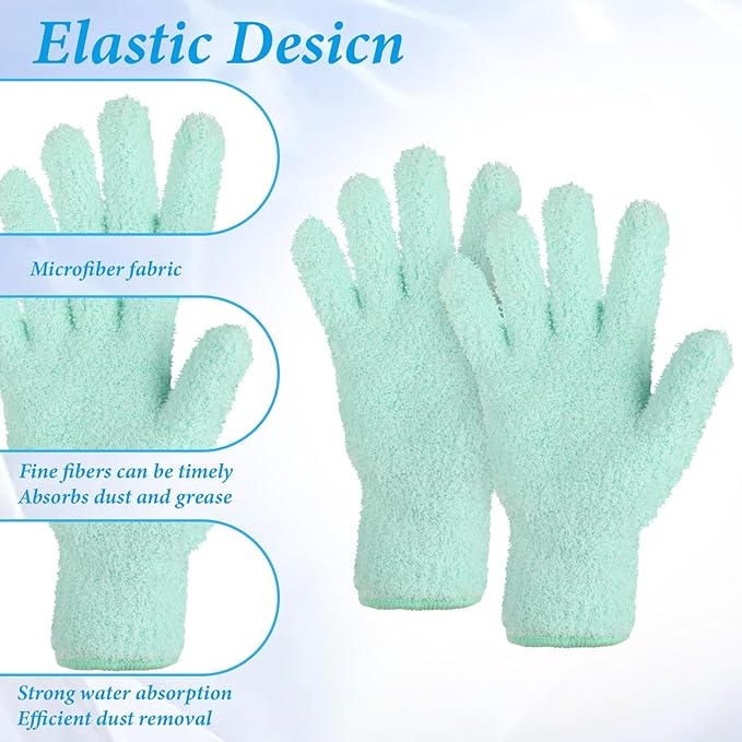 2 Pairs Microfiber Gloves for Plant Dusting, Dusting Mitt Washing Gloves for Cleaning Indoor Plants, Blinds, Furniture, House, Household Cleaning Glove Reusable(Medium, Turquoise, Peacock green )