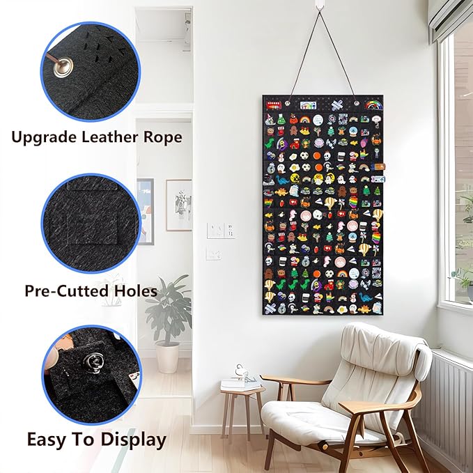 Collector Pin Board,Pin Collections Storage Holder,Enamel Pin Hanging Display Board,Pin Board For Pins Collection,Pin Holder Display For Wall,Enamel Pin Organizer Display Case(170 Slots,Black+Black)