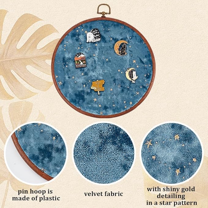 Wall Hanging Brooch Round Pin Board Enamel Pin Display Holder Jewelry Badge Display Collection Board Brooch Round Pin Display Stand for Stud Earring Collectibles Display Wall Decor Blue