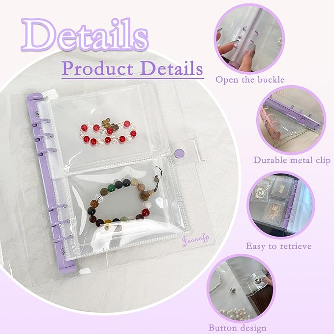 Travel Jewelry Organizer Book, High Capacity Clear Jewelry Storage Book with Portable Thick PVC Pouches,Jewelry Organizer Bags for Earrings Necklace and Rings