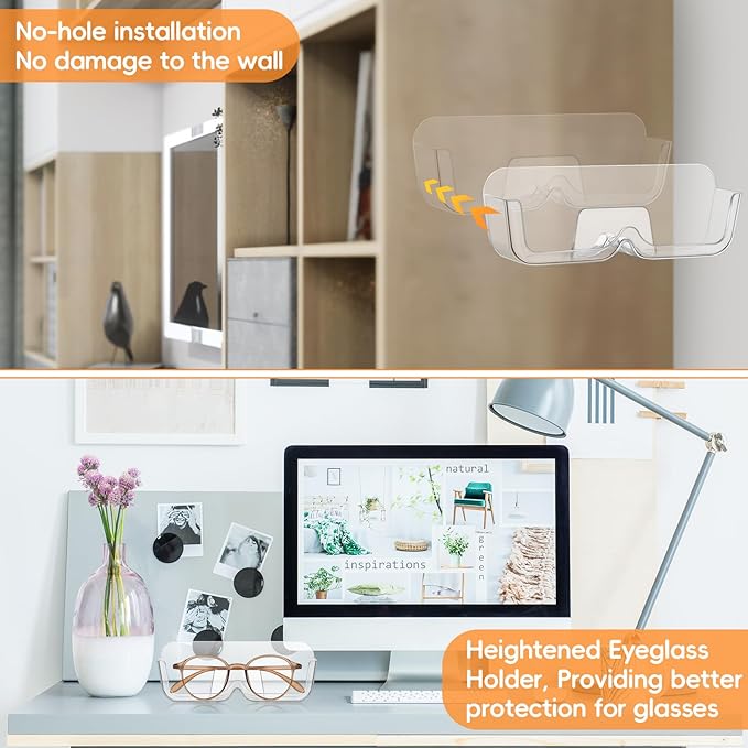 6 Pcs Sunglasses Wall Organizer Plastic Sunglasses Holder Display Stand Eyeglasses Storage(Clear)