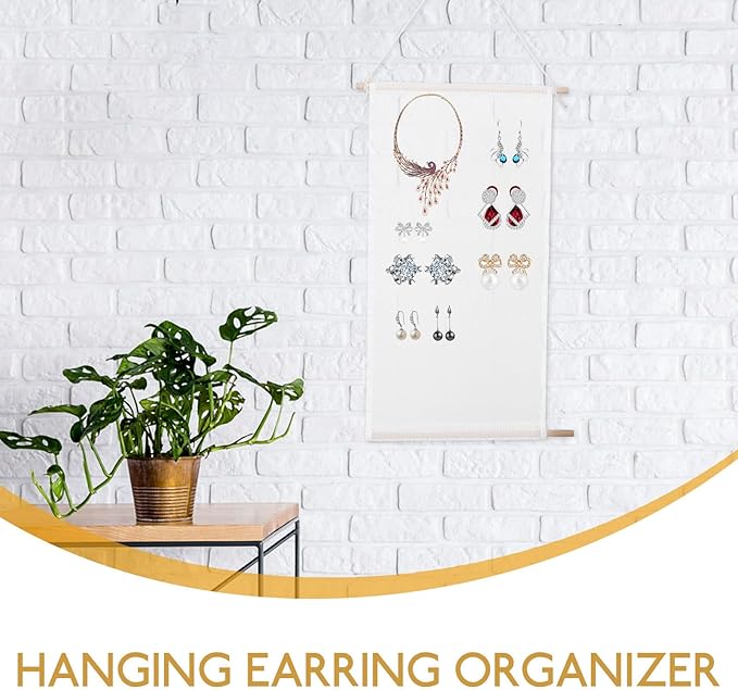 KESYOO Hanging Earring Organizer Wall Jewelry Holder White Wall-mounted Jewelry Organizer for Earrings and Accessories for Home and Closet
