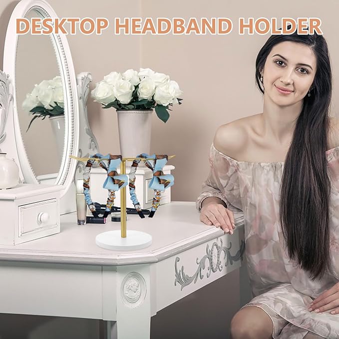 minkissy Tabletop Hair Accessories Organizer Elegant Headband Display Rack for Women Hairband Holder Versatile Storage for Hair Ties and Accessories Sleek Design for Home Decor