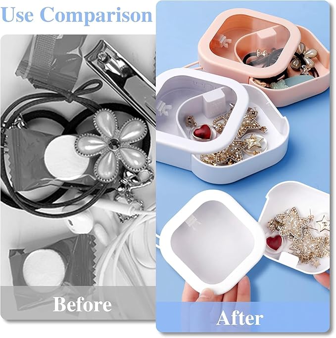 4pcs Hair Tie Organizer,Portable Travel Qtip Holder,Bathroom Storage Organizer Qtip Dispenser Cotton Swabs Dispenser Kids Hair Accessory Box with Lid for Bathroom,Desktop Organizer(4 Pcs Pink)