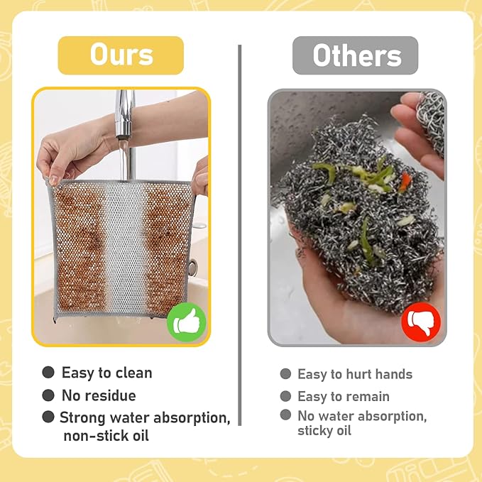 XANGNIER 9 Pcs Non Scratch Wire Dishcloth,2025 New Upgrade Steel Wool Cleaning Cloths for Wet and Dry,Multipurpose Wire Dishwashing Rag,Metal Mesh Miracle Cleaning Cloths for Kitchen,Dishes,Sink