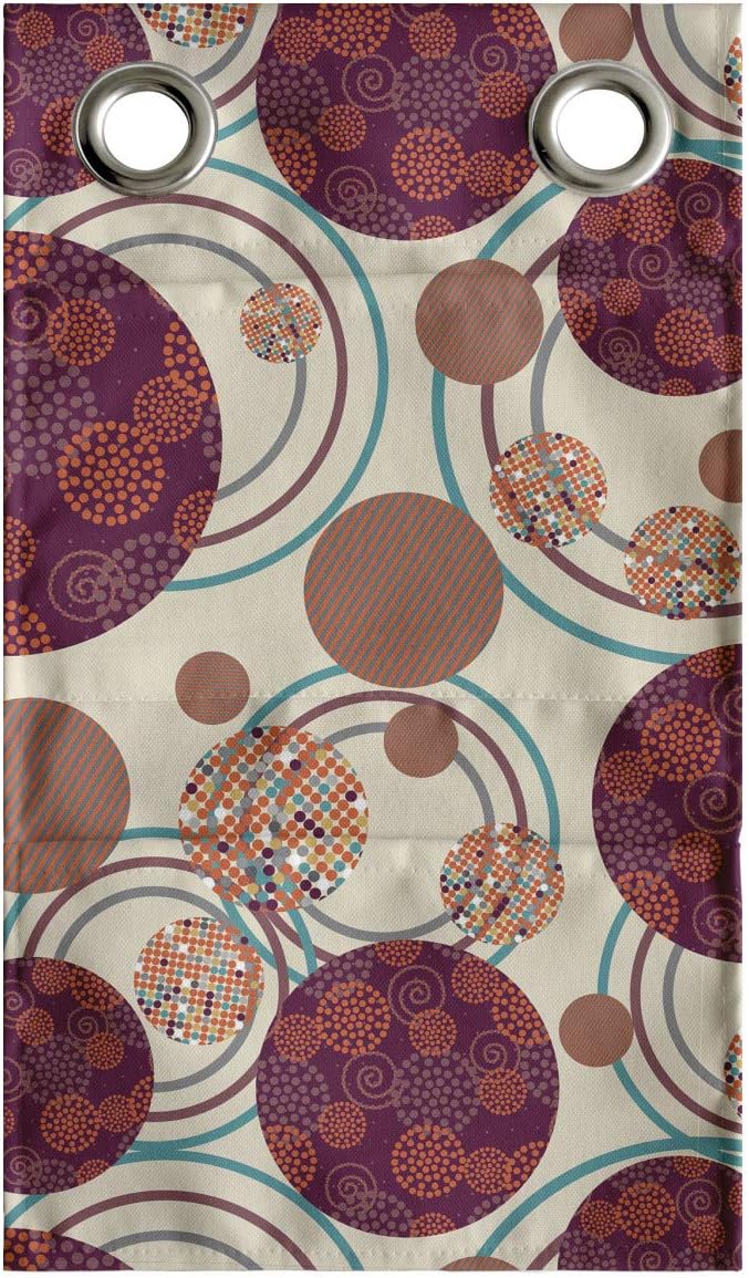 Lunarable Geometric Circle Hanging Pocket Organizer, Ring Spherical Disco Balls Dot and Stripes Swirls Display Print, Printed Polyester Storage Bag with Pockets, 9" x 16", Maroon Beige