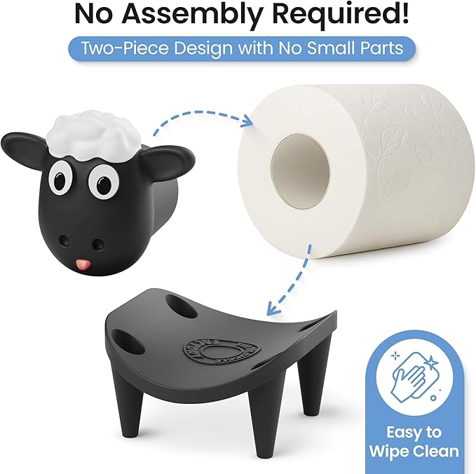 Sheep Toilet Paper Holder 1 Pack, Cute Animal Toilet Paper Holder, Unique Farmhouse Bathroom Decor and Accessories, Modern Tissue Roll Storage, Funny Home Gift Set