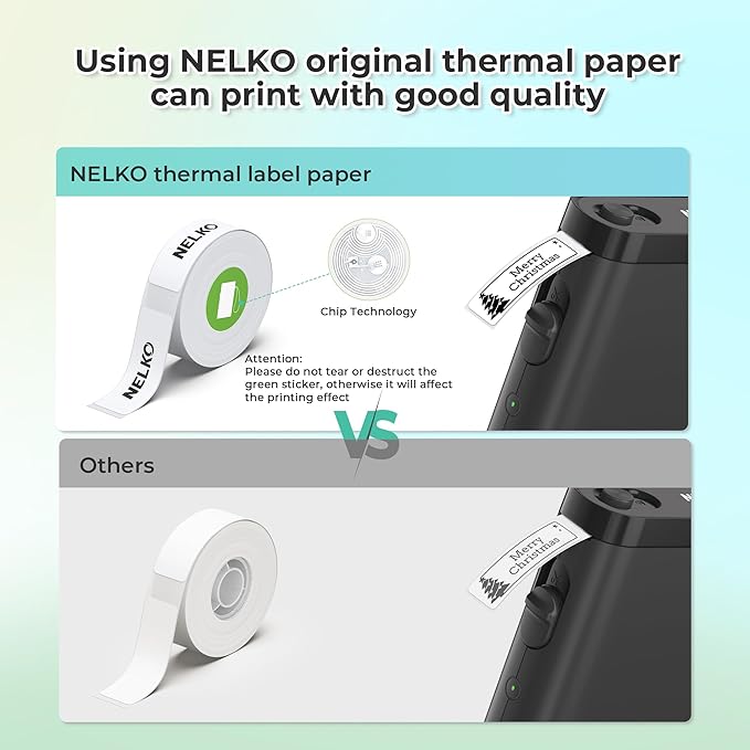 Nelko Label Maker Machine with Tape, P21 Bluetooth Label Printer, Wireless Mini Label Makers with Multiple Templates for School Office Home, Black