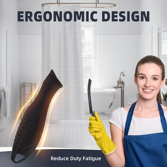 Hard Bristle Crevice Cleaning Brush - Home Cleaning Tools, Multi-Purpose Crevice Supplies for Kitchen, Bathroom, Toilet, Window, Vehicle, Faucets, Grout, Home (6, Black)