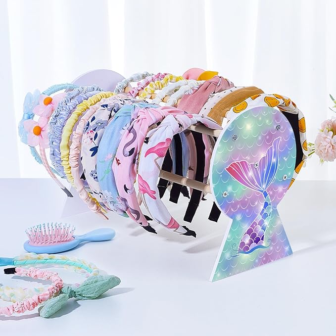Basumee Hair Accessories Organizer - Headband Holder & Display for Girls' Hair Hoops & More - Room Decor
