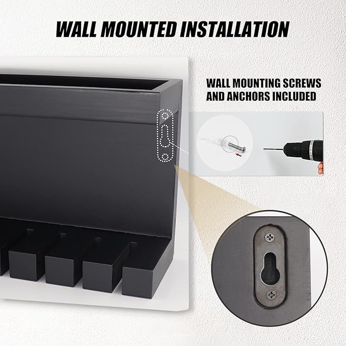Belt Organizer - Wall Mounted Hanger with Double Shelving, Universal Rack for Men & Women, Black