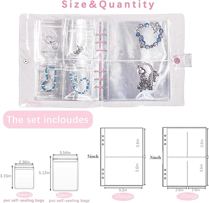 Travel Jewelry Organizer Book, High Capacity Clear Jewelry Storage Book with Portable Thick PVC Pouches,Jewelry Organizer Bags for Earrings Necklace and Rings