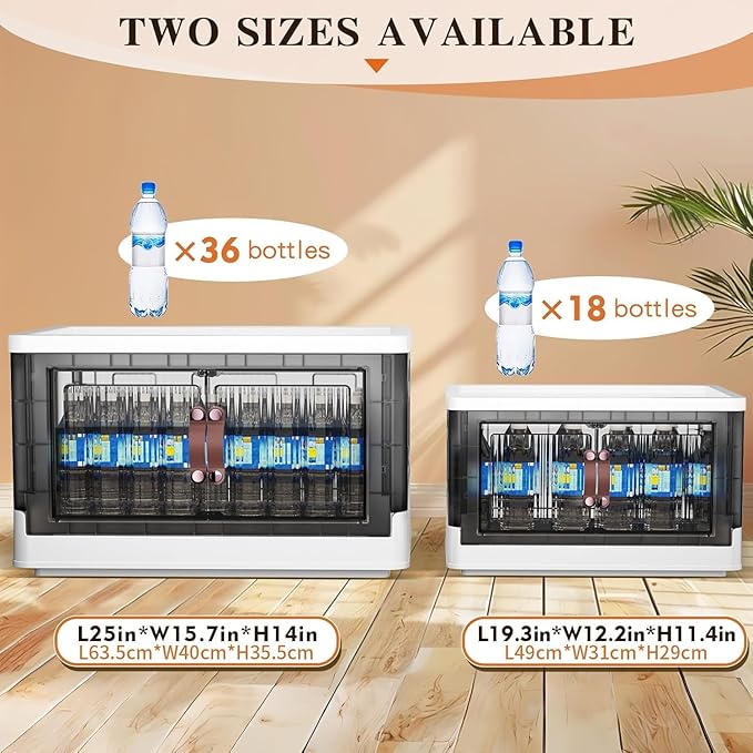 4 Tier Plastic Storage Bins with Lids 48QT, Stackable Storage Containers with Wheels, Folding Boxes, Collapsible Bins for Living Room,Office,Dorm