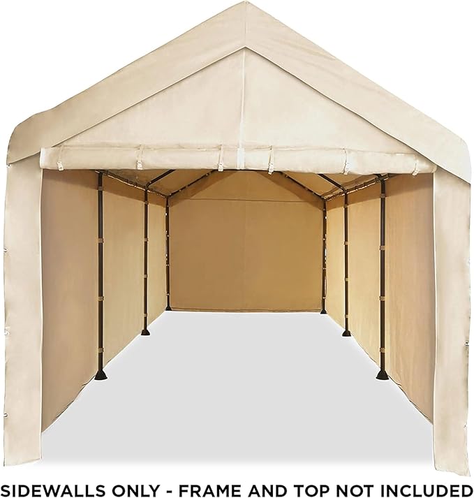 Caravan Canopy Tent Sidewalls for Mega Domain Carport with Straps, Ideal for Garage Storage, Inflatable Garage Covering, Tan (Sidewalls Only)