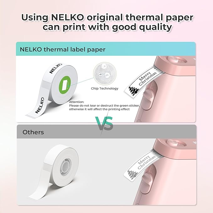 Nelko Label Maker Machine with Tape, P21 Bluetooth Label Printer, Wireless Mini Label Makers with Multiple Templates for School Office Home, Pink