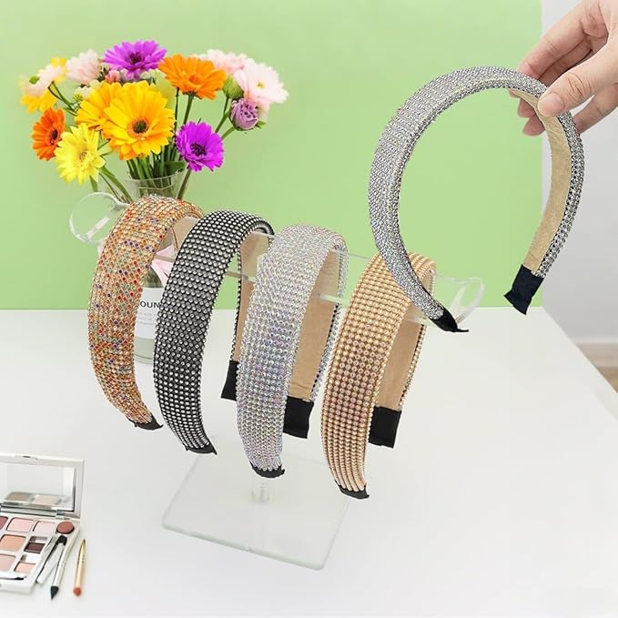 Acrylic Headband Holder Organizer Headband Stand for Women and Girls Compact Hair Accessory Display Holder (Clear)