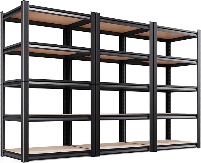 Set of 3 71"H Garage Shelving-5 Tier Garage Storage Shelves,Adjustable Heavy Duty Metal Shelving Unit and Storage Large Rack,Utility Steel Shelf For Warehouse Industrial Pantry Basement 71"x32"x14"