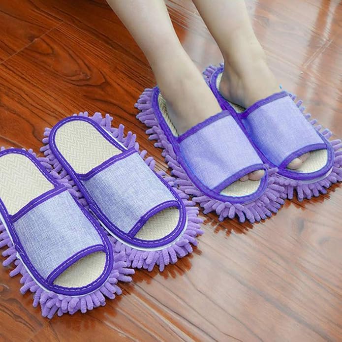 Microfiber Mop Cleaning House Slippers Detachable Mopping Shoes Cleaning Tool Fits Womens Size 5.5-8