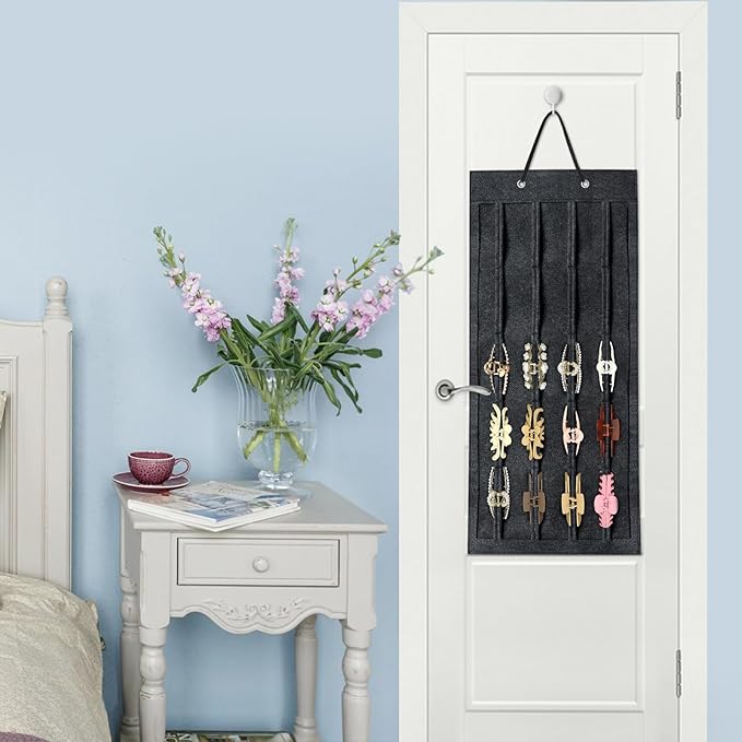 SMUK Hair Claw Clip Holder for Girls, Hanging Claw Clips Storage Organizer for Women, Hair Clip Stand Holder for Wall, Door, Closet, Big Claw Clip Display for Teen Girls