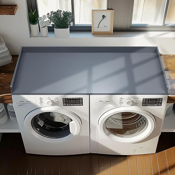 Washer Dryer Countertop, 27.5" x 54" Bamboo Washer and Dryer Countertop for Laundry Room Organization (Gray)