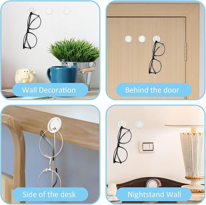 6pcs Adhesive Eyeglasses Holder,180°Folding design,Sunglasses Holder Wall,Eyeglass Holder for Protective Eyewear,Sunglasses Organizer Wall Desk Car Office Home Workshop