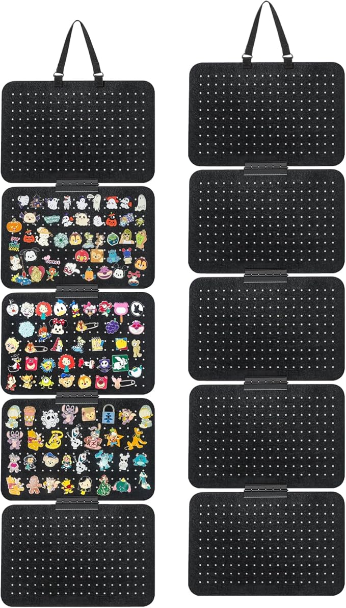 tutata Hanging Enamel Pin Collection Display Panel, Detachable Brooch Pin Pages, Badge Collection Display Holder, Black