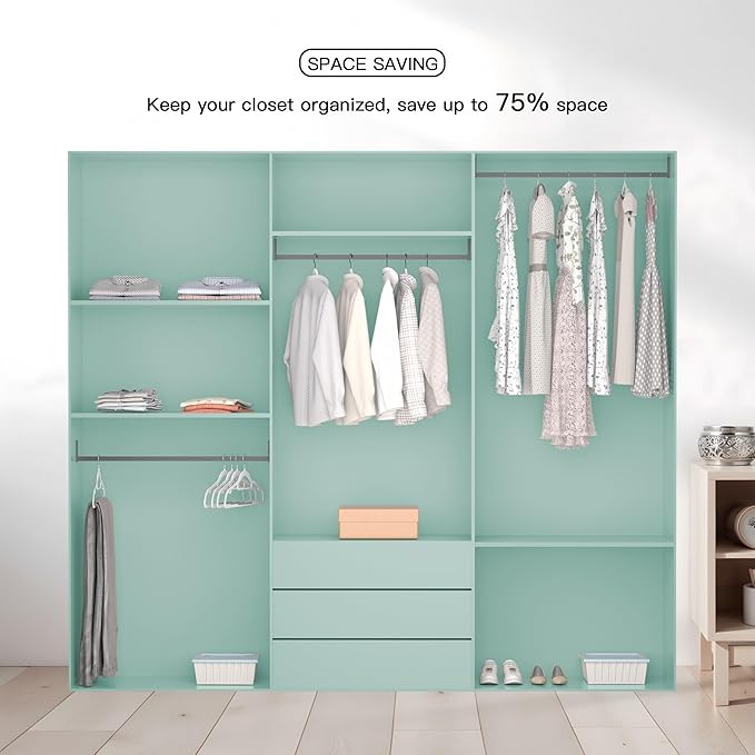 20 Pack Heavy Duty Plastic Hangers, Non Slip Clothes Hangers with Rubber Pads and 360° Hook - Thin Space Saving Hanger, Closet Organizer for Shirt, Pants, Suit, Skirt,Coat - Gray