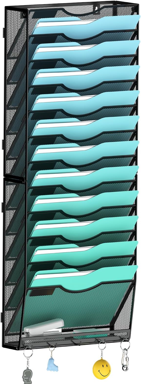 13-Tier Wall File Organizer Hanging Wall File Holder Wall Mount Paper Folder Organize