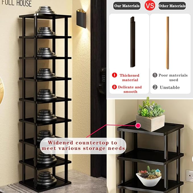 Vertical Shoe Rack - Tall Narrow Shoe Rack Organizer for Small Spaces,17 Tier Bamboo Shoen Shelf for Entryway,Closet,Corner,Doorway,Skinny Shoe Shelf Space Saving Shoe Storage,Free Stackable DIY