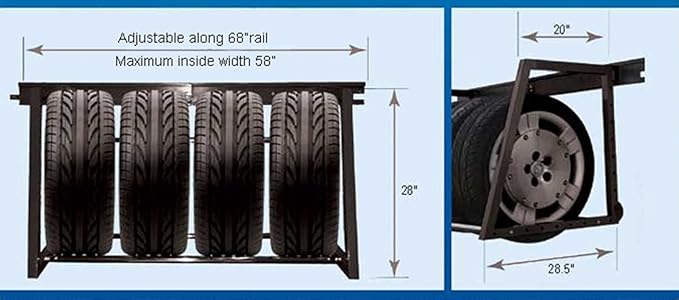 HyLoft 01000 Heavy Duty Adjustable Garage Wall Multi-Tire Rack Storage, Black