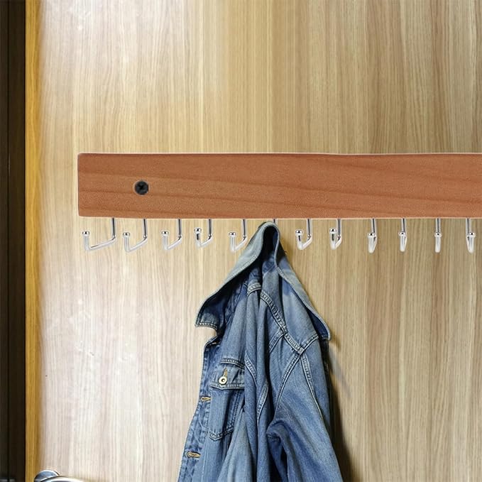 Lurrose 2Pcs Wooden Tie Hanger and Wall Mount Belt Organizer with 20 Rotatable Hooks, Necktie Storage Rack for Men’S Closet and Entryway, Space-Saving Accessory Organizer