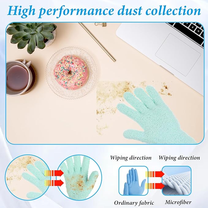 2 Pairs Microfiber Gloves for Plant Dusting, Dusting Mitt Washing Gloves for Cleaning Indoor Plants, Blinds, Furniture, House, Household Cleaning Glove Reusable(Medium, Turquoise, Peacock green )