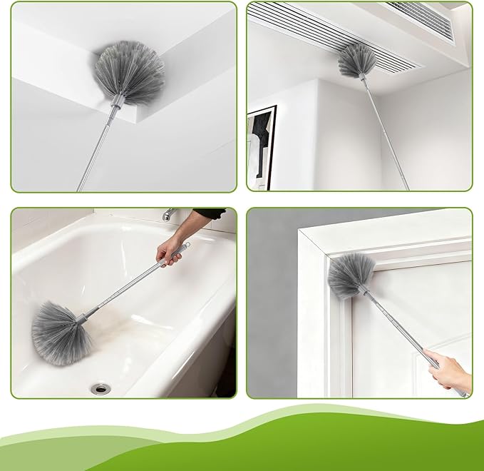 12-in-1 Professional Deep Cleaning System, 100-inch Extendable Duster with Under-Appliance Pads & Multi-Angle Heads for Ceiling Fans, High Ceilings, Blinds, and Gaps